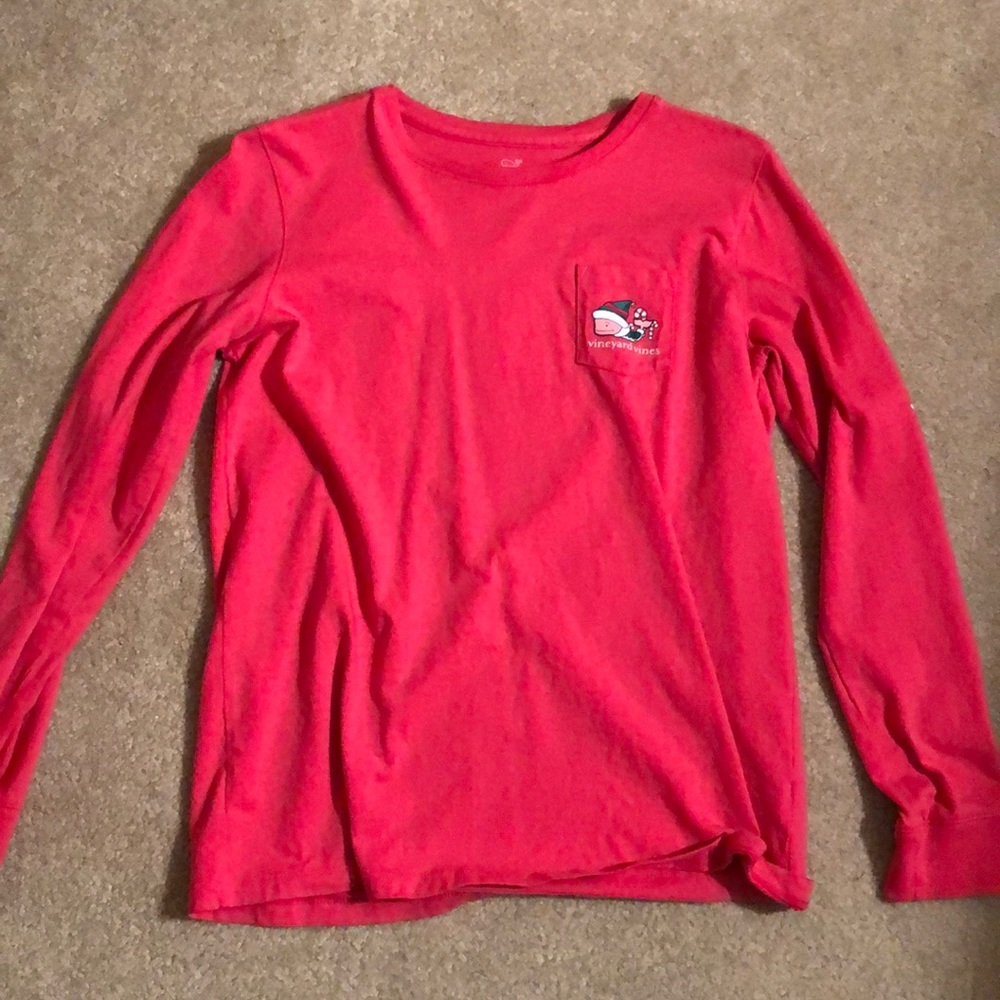 Christmas edition vineyard vines dark pink long sleeve top